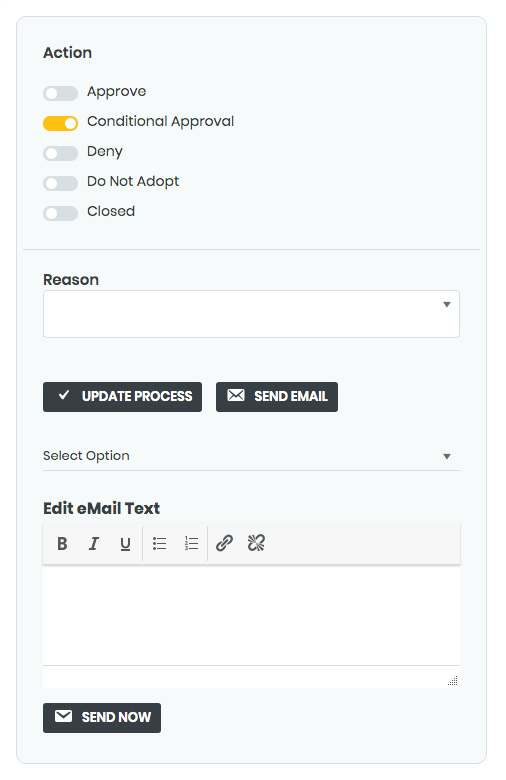 Conditional approval Dog House Approval Processes